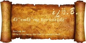 Örmény Beriszló névjegykártya
